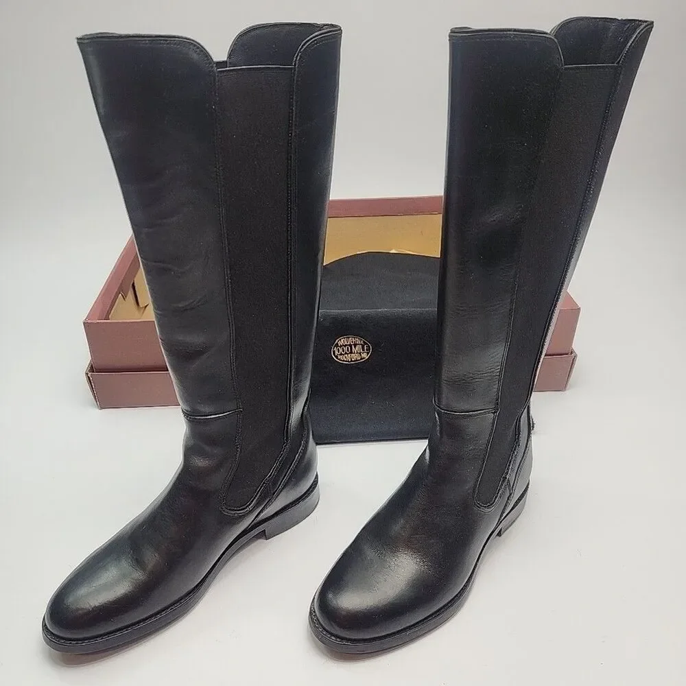 Wolverine Riding Boots Darcy Black Leather Low Heel Women Sz 6 Tall Knee